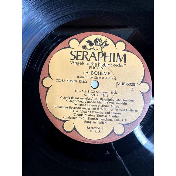 Puccini La Boheme Sir Thomas Beecham Vinyl Box Set Seraphim Records - Picture 8 of 8